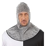W WIDMANN MILANO Party Fashion 3287A - Mittelalterliche Ritterkapuze, Silber, Krieger, Hut, Kopfschmuck, Accessoire, Karneval, Mottoparty