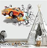 Sportwagen Car Auto Wandtattoo Cooles Kinderzimmer Jungen Durchbrechende Wand Wandbild für Schlafzimmer Kinder Aufkleber Wandaufkleber DIY Wandsticker