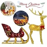 Led Rentier Beleuchtet Aussen Outdoor, Rentier Weihnachten Deko Aussen AußEn, Weihnachten Rentier Hirsch Deko Mit Schlitten Beleuchtet AußEn Weihnachtsdeko Garten (E)
