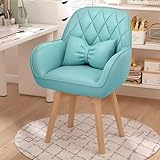 Drehbarer Make-up-Stuhl, Ledersessel, Mitte des Jahrhunderts, modernes Design für Zuhause und Büro, idealer Make-up- und Arbeitsstuhl (Farbe: Blake Blue, Größe: nicht drehbar)