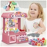 HBDSMLPL Arcade Automat, Greifautomat Kinder mit Licht und Musik,20 Puppen,20 Spielmünzen,10 Gashapons, Candygrabber Geschenkartikel für Kinds ab 8 Jahren,Pink