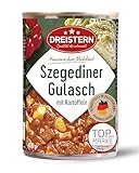 DREISTERN Szegediner Gulasch 400g I Mit Kartoffeln & Sauerkraut I Herzhaftes Fertiggericht in recyclebarer Konservendose I Lange Haltbarkeit dank natürlicher Konservierung I Hausmacher Qualität