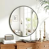 Koonmi 70cm Runder Spiegel Schwarz Spiegel Rund Wandspiegel mit Rahmen aus Aluminiumlegierung für Badezimmer, Waschtisch, Wohnzimmer, Schlafzimmer, Eingang Wanddekoration