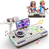 DJ Pult DJ Mischpult für Kinder 3-12 Jahre DJ Mixer DJ Controller Musikinstrumente mit Mikrofon 100+ Soundeffekten Licht Akku Ideales Geschenk Spielzeug für DJ-Anfänger Jungen Mädchen 3 5 6 8 10 Jahre
