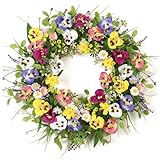 Betylifoy Türkränze Frühling Kränze für Haustür Künstliche Blumen Kranz 51CM Groß Türkranz Ganzjährig Künstliche Dekokranz Kränze für Außenbereich Wand Hochzeit Heimdekoration