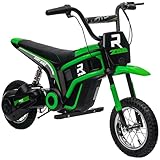 HOMCOM Elektro Motorrad Kinder, 24V Elektromotorrad mit 350W Motor, Scheinwerfer, Musik, 8-16 km/h Kindermotorrad mit Luftreifen, Motorrad für Kinder von 8-12 Jahren, Grün