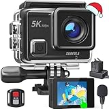 Action Cam 5K, Surfola 24MP Unterwasserkamera 40M Wasserdicht EIS Bildstabilisierun, Helmkamera WiFi Actionkameras mit Externem Mikrofon, 2*1350mAh Akkus und Ladegerät, Fernbedienung und Zubehör Kit