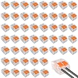 50 Stück Kabelverbinder Kabelklemmen Elektro,Verbindungsklemmen Klemme mit Betätigungshebel,Kabelverbinder mit Betätigungshebel,4mm² Leiter Klemme Lüsterklemmen für Haus, Hotel,Straßenbeleuchtung