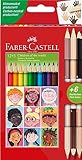 Faber-Castell 511514 - Buntstifte Set dreikant, 15-teilig, inkl. Bicolor Hautfarben, für Kinder und Erwachsene