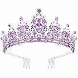Didder Lila Krone Kristall Tiara für Frauen Prinzessin Braut Party Abschlussball Geburtstag Hallowmas Weihnachten