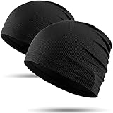 WTACTFUL 2pcs Schwarz Dünne Mütze Herren und Damen Sommer Beanie Laufmütze