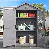 Ligterra Outdoor Holz Gartenmöbel Aufbewahrungsschuppen, Werkzeughaus für Garten, Terrasse, Verblassungsfrei, Wetterfest, Wartungsfrei, Umweltfreundlich, Sicher und Geschützt (Grau)