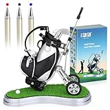 10L0L Golf-Stifthalter mit 3 Stück Golfschläger-Stiften Set Einzigartige Golf Golf Schreibtisch Dekor Geschenke Souvenirs für Männer - Silber + Schwarz