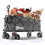Sekey XXXL Bollerwagen Faltbar 300L 200KG Belastbar, Faltbarer Bollerwagen 17x10 cm Extra Breite Reifen Alle Gelände, Patentiert Klappbar aus Vier Richtungen, XXXL-Super 4013, Anthrazit
