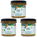 LiveFresh BIO Gemüsebrühe ohne Glutamat und Zusätze | 3x135g vegane Gemüsepaste zur Unterstützung während der Saftkur | Natürliche Alternative zur Brühe aus Pulver | Für 81 Portionen