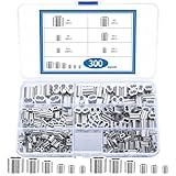 300 Seilklemmen, Würgeklemmen Aluminium Crimpschlaufe, Quetschhülsen Presshülsen, Pressklemmen Doppelhülsen Kabelklemmhülsen für Gummiseil Expanderseil Planenseil Drahtseil,M1.2/M1.5/M2/M2.5/M3/M4