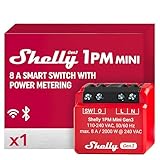 Shelly 1PM Mini Gen3 | WLAN Smart Relais Schalter | 1 Kanal 8A | Strommessung | Unterputz Lichtschalter | Alexa und Google Home | Hausautomation | iOS-Android-App | Kein Hub erforderlich