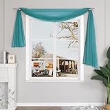 Yujiao Mao Uni Farbe Voile Freihandbogen Schals Querbehang Deko Gardinen Aqua BxL 140X300cm