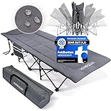 HEROGEAR Feldbett XXL klappbar mit bequemer Baumwollfüllung [integriertes Kissen & Matratze] Gästebett Campingbett Strandliege Gartenliege Reisebett Erwachsene Faltliege Klappbett | Survival Camping