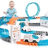 Weinsamkeit 232 Teile Weltraum Rennbahn Set - Flexibles Autorennbahn Set mit 1 Elektroautos und Drehbare Raumkapsel Set - Raum Spielzeug Rennstrecke Spielzeug ab 3 4 5 6 Jahre Junge (Weltraum)