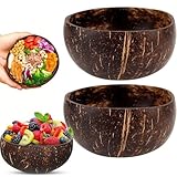 trabag 2 Stück Kokosnuss Schalen - Vegan Plastikfreie Alternative, Kokosschalen Schüssel, Handgefertigt mit Kokosöl Poliert Coconut Bowls (12-13cm)