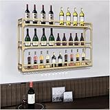 ZHENCHAO An der Wand montiertes Weinregal mit LED-Licht, schwebendes Bar-Weinlagerregal, Regale für Schnapsflaschen, Weinglashalter, hängende Barregale, für Bartheke, Küche, Wohnzimmer, Kel