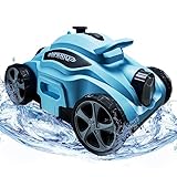 Eyourlife Pool Roboter Automatisch Pool Reiniger 110 Minuten Selbstlaufender Pool Staubsauger Akku Bodensauger mit Dual Drive Motoren für Pools oberhalb oder im Boden bis 100m² (Blau