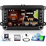 [2G+64G] Hikity Android 13 Autoradio mit Navi für VW Golf 5 Polo Golf 6 Touran Tiguan Caddy mit Wireless CarPlay Android Auto 7' Touchscreen Car Radio mit Navi WiFi SWC RDS FM USB Mic Rückfahrkamera