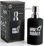 Seifenspender Schwarz Matt Keramik 360ml | Flüssigseifen-Spender Soap Dispenser Handseifenspender Seifendosierer Seife Spülmittel Lotion Pumpspender nachfüllbar | Küche Bad Badezimmer Dusche Büro