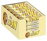 NESTLÉ LION White, Knusper-Riegel mit weißer Glasur, Karamell-Füllung und Crispy Waffel, 24er Pack (24 x 42g)