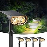 Linkind 1000Lm 2-Farbe Solarleuchten mit Bewegungsmelder, 24-LED Solar Gartenleuchte mit 3 Modi, 2-in-1 Montage, IP67 LED Garten Solar Strahler Aussen StarRay für Eingang, Weg, 4 Stück