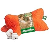 Herbalind Leseknochen Nackenrolle 40x18 cm Cord Design - 100% Baumwolle Cordstoff robust und waschbar - ergonomisches Nackenkissen als Lesekissen zum Relaxen, Lesen - für Tablet - orange