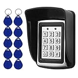 YAVIS Metal Codeschloss Türöffner Access Control Keypad 125 kHz EM Kartenleser + 10 RFID-Keychians + Wasserdichter Regen Cover Für Tür Access Control System