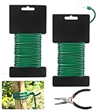 Pflanzendraht Gummiert,2 Stück Gartendraht 3,5mm x 20m,Bindedraht Ummantelt,Blumendraht Weich,Pflanzendraht Für Low Stress Training,Pflanzenbinder Gummi