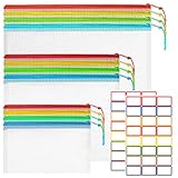 THQAE 12 Pcs Dokumententasche A4+A5+A6, dokumententasche, Wasserdichte Reißverschlusstasche Dokumentenmappe mit Reißverschluss Dokumententaschen für Datei Prüfungspapier Quittungen Kosmetika