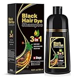 haarfarbe schwarz haarfärbeshampoo für Männer und Frauen, haarfarbe shampoo für Graues Haar, black hair dye shampoo 3 in 1,Hair Color Shampoo für trockenes Haar 500ml…