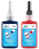 AGT Schraubenkleber: Schrauben- und Muttersicherungsmittel, mittel- und hochfest, 2x 50 ml (Schraubenfest, Schraubensicherungsmittel, Schraubensicherungs)