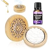 Duftstein für Ätherische Öle Diffuser Ätherische Öle Klein mit Hölzerner Räucherkiste + Lavendelöl Ätherisches Öl 10ml für Aromatherapie in Schlafzimmer, Badezimmer, Büro, Auto, Reisen, Kinderzimmer