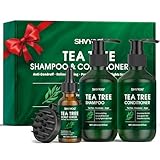 Teebaum-Shampoo- und Spülungsset, mit 100% reinem Teebaumöl gegen Kopfhautpilz, lindert juckende Kopfhaut und Schuppen, fördert das Haarwachstum, 3-teiliges Set für Männer und Frauen, 200 ml*2 + 30ml