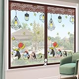 DOTBUY-SHOP Fliegengitter Fenster mit Klettband, Selbstklebendes Insektenschutz Fenster Moskitonetz, Ohne Bohren, für Balkontür Schlafzimmer Dachfenster Bodentiefe (Kleiner Pinguin,120x150cm)