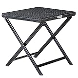 Casaria® Polyrattan Klapphocker 75kg Belastbarkeit 44x40x44cm Klappbar Leicht Tragbar Außen Wetterfest Garten Terrasse Balkon Camping Hocker Stuhl Tisch