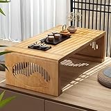 Zusammenklappbarer Nan Bambus-Teetisch, zusammenklappbar, für den Boden, niedriger Wohnzimmertisch, keine Montage erforderlich (Natur, 100 x 48 x 30 cm)