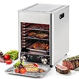 RoyceBee Elektrischer Steakgrill, 1700 W, Edelstahl-Arbeitsplattengrill mit Grillschlitzen, 5 Min Vorheizzeit & 0–10 Min Timer, zum Grillen von Steak, Lammkoteletts, Hühnchen, Pizza