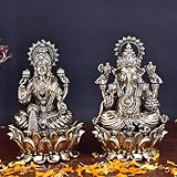 Weißwal Superfeines Messing Laxmi Ganesh Set Idol Schaustück – Messing Gold Finish Lakshmi Ganesha Idols Statue für Diwali Geschenke Puja Home Decor Figur