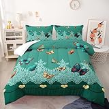 Bettdecke Grünbraune Insekten Duvet Polyesterfaser Quilt Waschbar Bettdecken Weich Steppdecke Atmungsaktiv Steppbett Vier Jahreszeiten Tagesdecken+2 Kissenbezug (50x75cm) 228x228cm