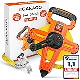 Gakago Bandmaß 30m - 3-fach übersetztes Rollmaßband mit klappbarem Hebel - Ergonomischer & rutschfester Maßband Haltegriff - Masbandrolle mit Messpunkt-Markierspitze und flexiblen Messhaken