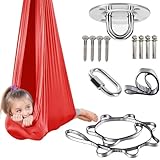 𝐘𝐨𝐠𝐚 𝐬𝐜𝐡𝐚𝐮𝐤𝐞𝐥 Swing 200 Kg Max. Tragfähigkeit Mit Beschläge 𝐬𝐜𝐡𝐚𝐮𝐤𝐞𝐥 Indoor Geeignet, um Ängste abzubauen,Glück. (280 * 150CM),C-Rot