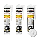 Isolbau Fassaden-Acryl - Acryl-Dichtstoff mit Körnung zum Füllen von Rissen & Fugen im Innen- & Außenbereich - Weiß, 3 x 300 ml Kartusche