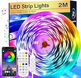 FUPT LED Strip 2m, RGB LED Streifen, Lichterkette mit Fernbedienung Upgrade auf 2m, Musiksync Farbwechsel Band Lichter für die Beleuchtung