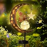 Herefun Mond Solarleuchten Garten Deko Terassendeko, Freien Solarlampe für Außen, Elfe/Blumenfee Wasserdichte Solarleuchte mit Erdspieß, Gilt für Terrasse Balkon Pfahlpfad Rasen